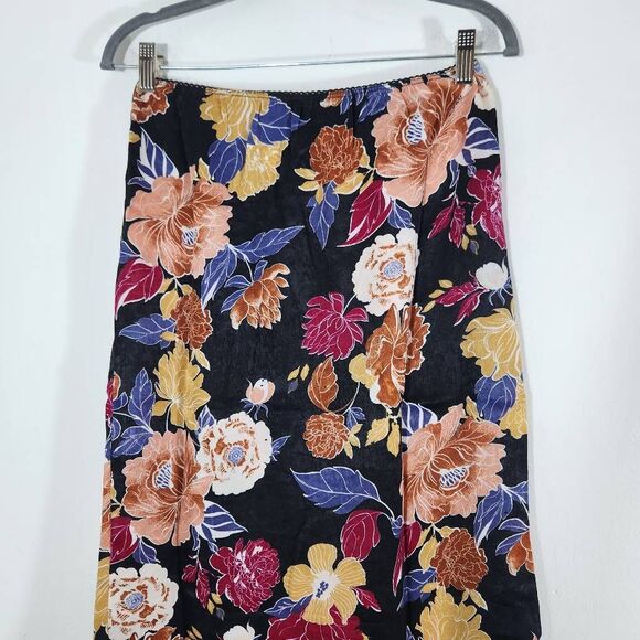 Band of the Free Black Floral Boho Midi Slip Skirt Size XS NWT Black Boho Skirt - Picture 6 of 10